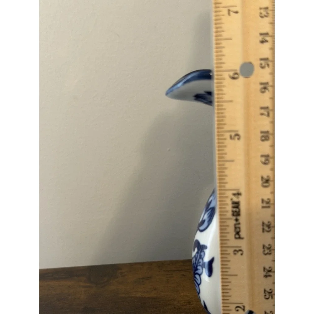 The Bombay Company Blue White Porcelain Chinoiserie Floral Pitcher Ewer 9
